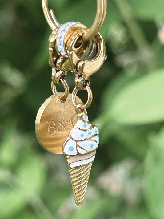 Colorful ice cream equestrian charm with gold medallion