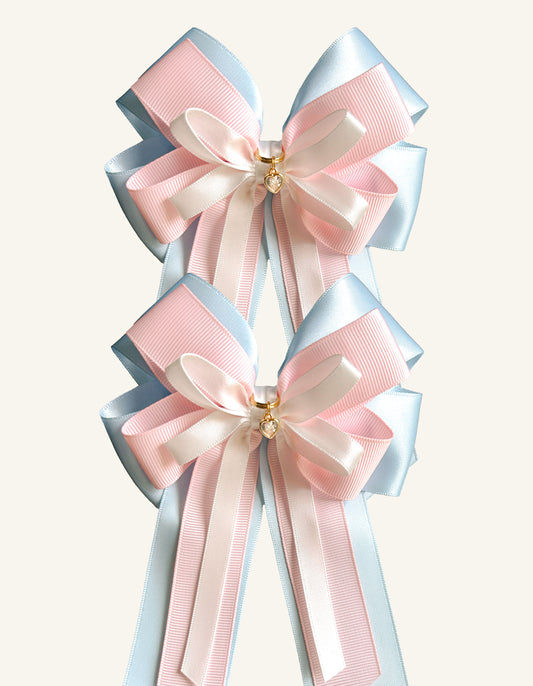 Baby Blue & Blush Pink Show Bow