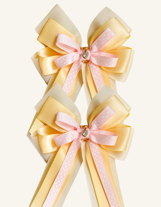 Buttercream Blush yellow ivory and pink horse show bows
