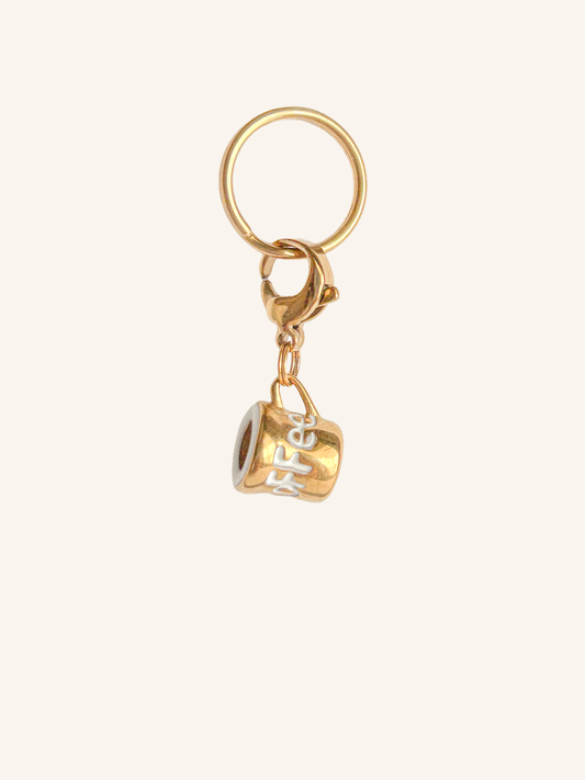 Coffee cup gold equestrian charm for bridle and horse accessories