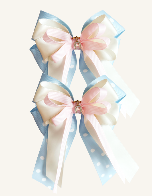 Cotton Candy pastel equestrian show bows for young riders
