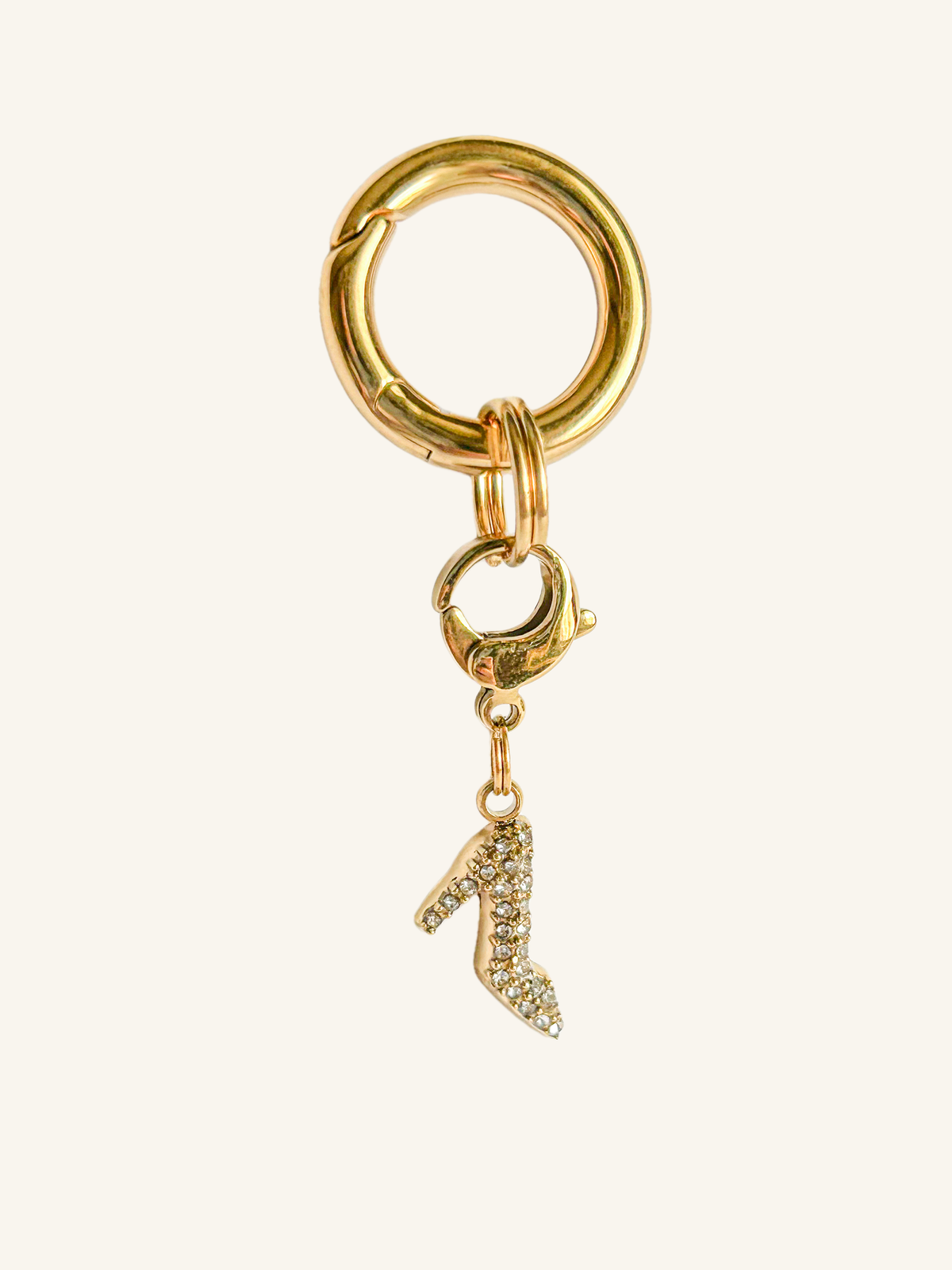 Diamond high heels gold charm for handbag and riding accessories