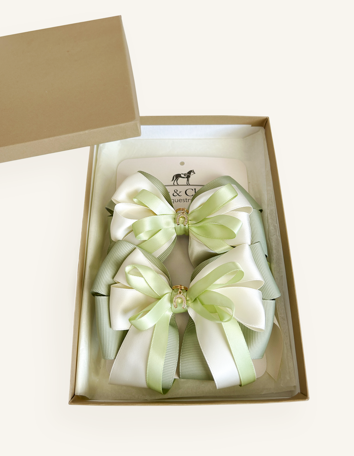 Emerald green horse show hair bows for competitions