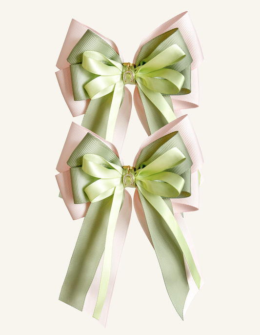 Garden Blush equestrian show bows for young riders