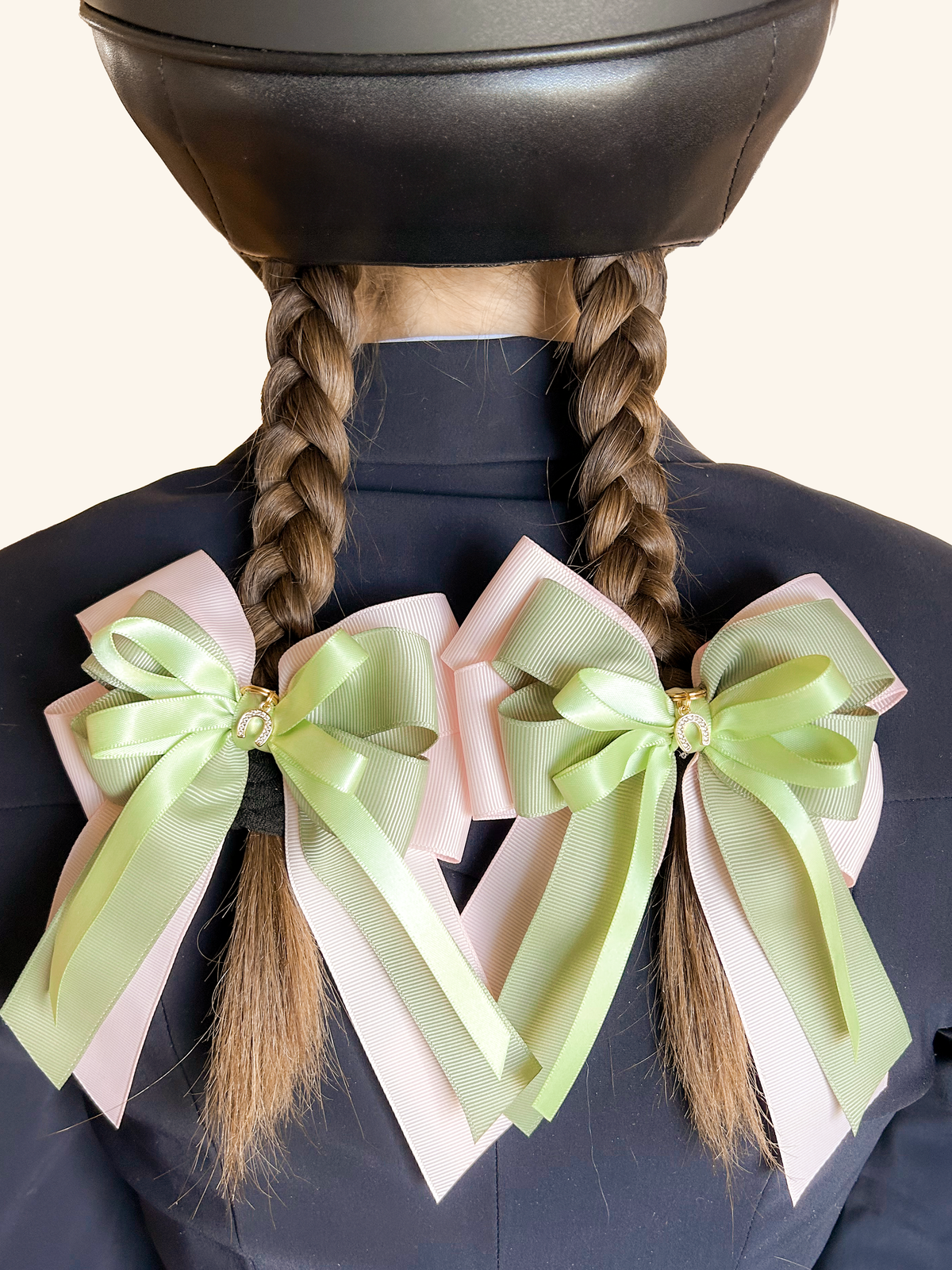 Pink horse show hair bows for equestrian competitions