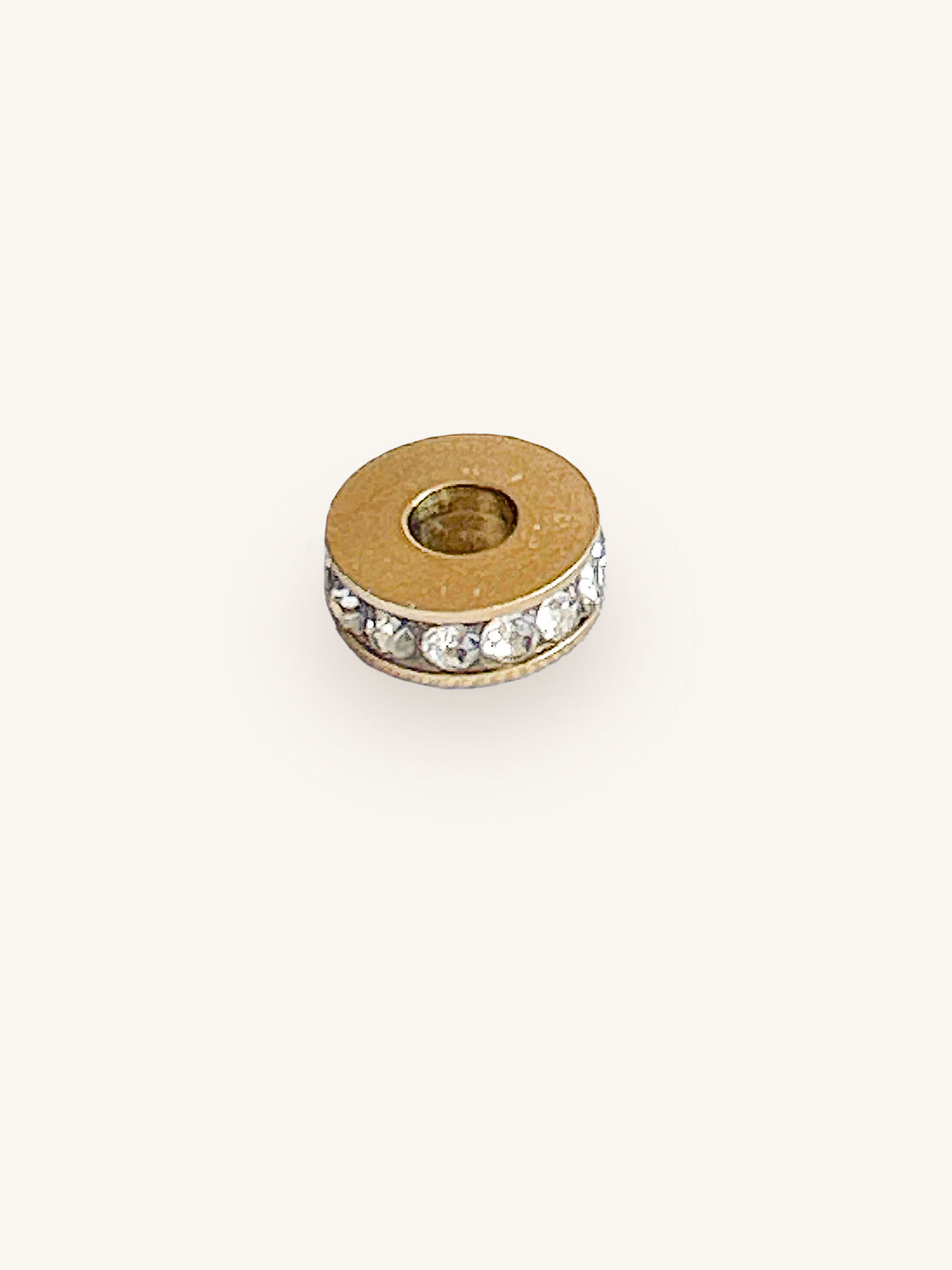 18K gold horse charm with crystal spacer and initial