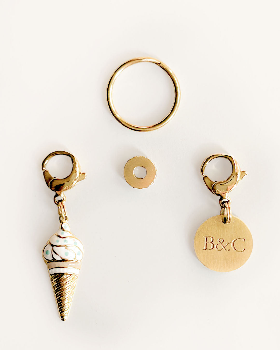 Gold ice cream charm for equestrians and horse lovers