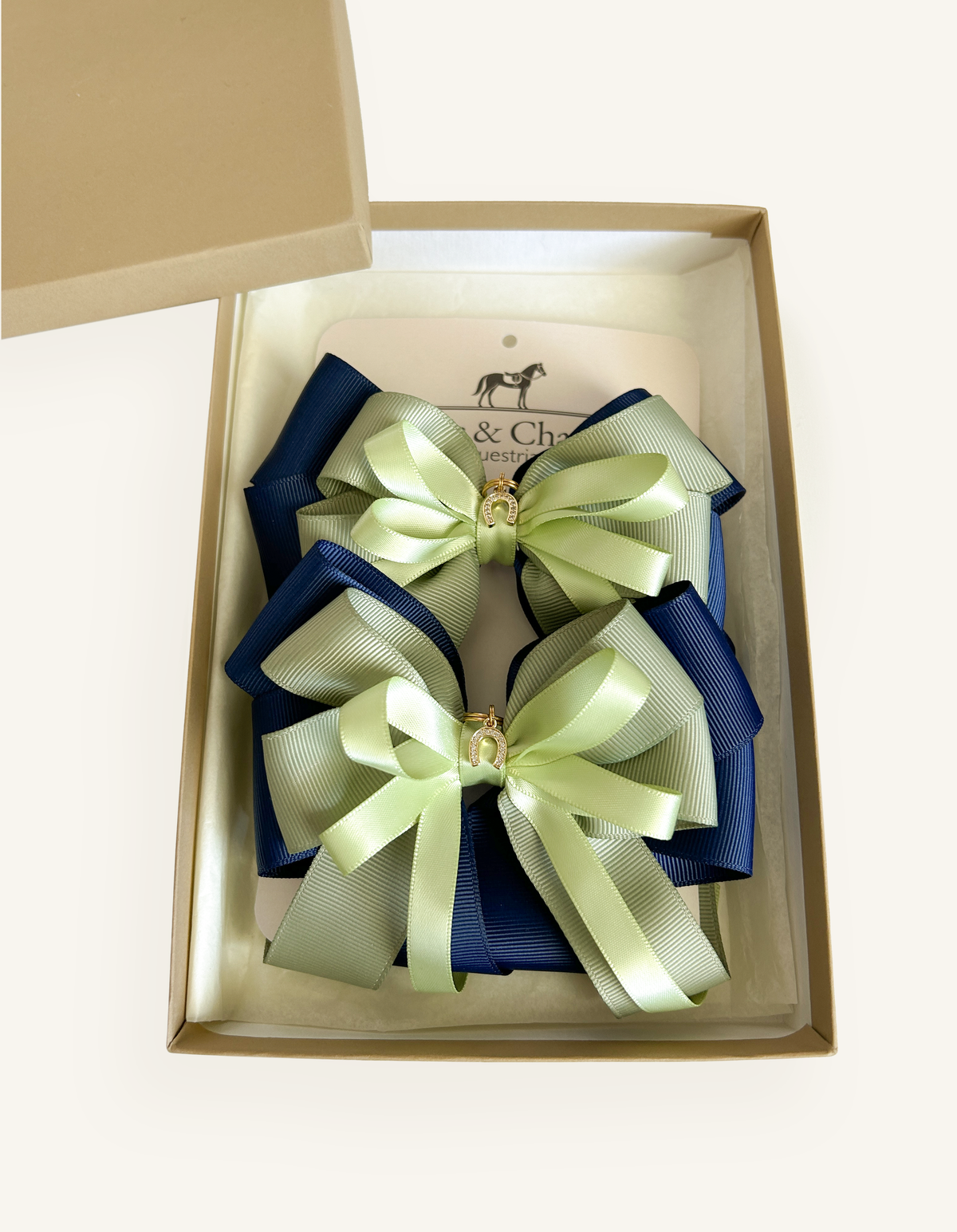 Handcrafted equestrian show bows for competitions