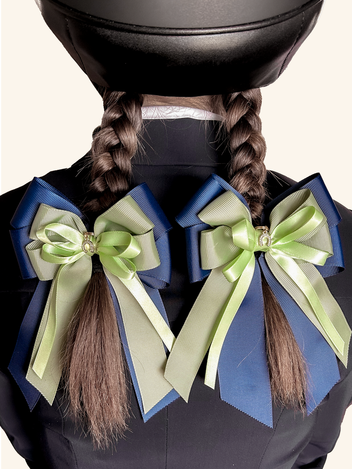 Gold equestrian hair bows for horse shows