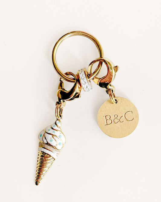 Ice cream charm with gold signature medallion
