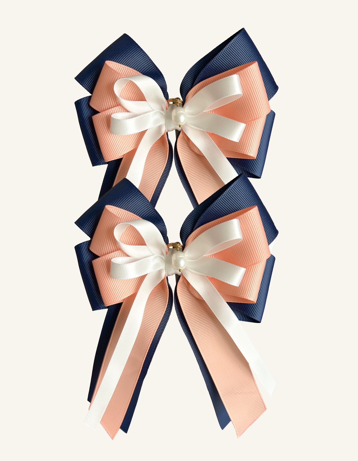Midnight Elegance navy equestrian show bows for young riders