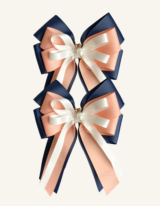 Midnight Elegance navy equestrian show bows for young riders