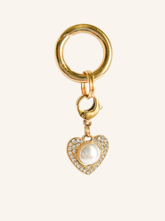 Pearl heart equestrian charm for riders and horse shows