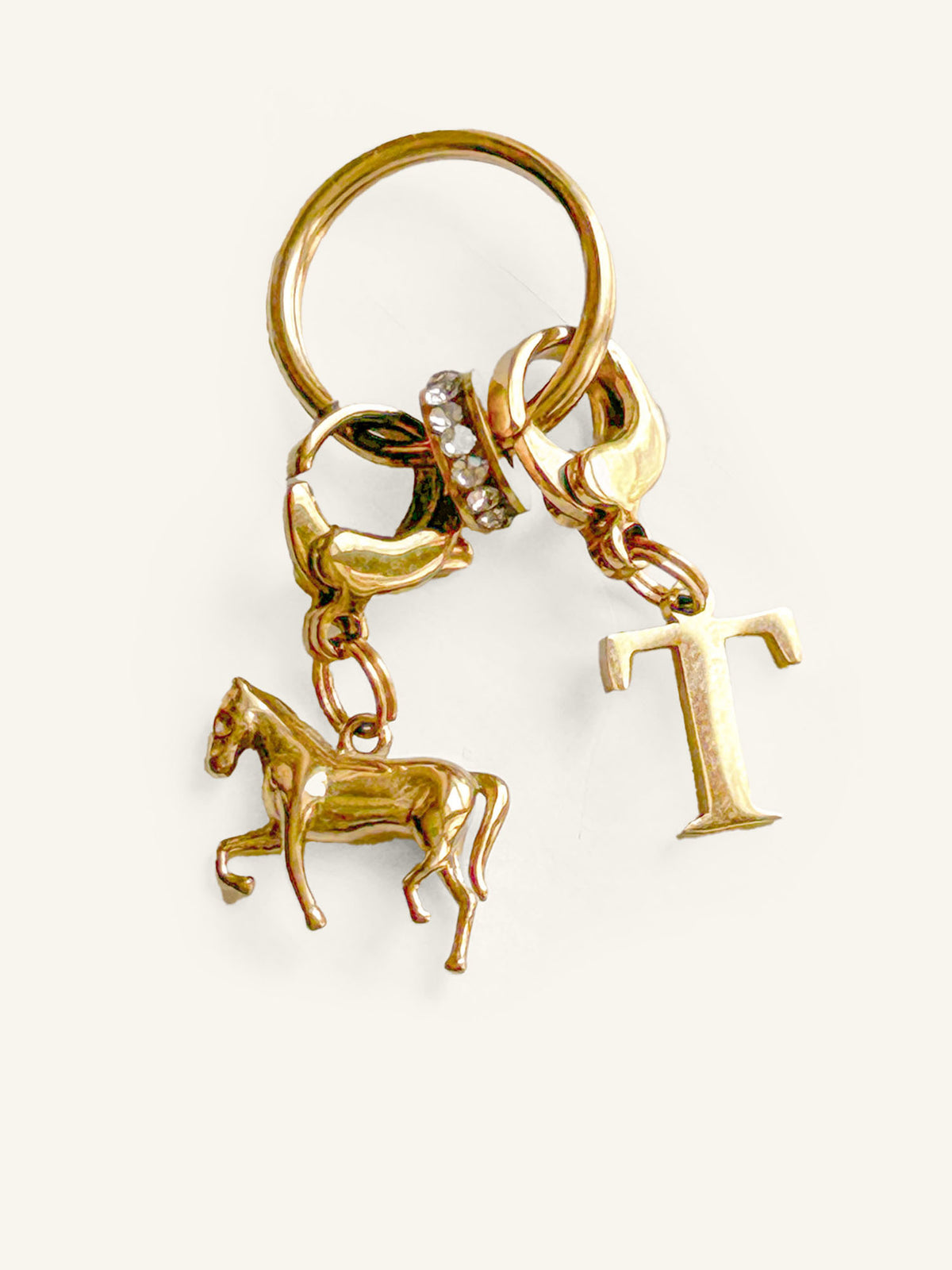 Personalized horse charm set with gold initial