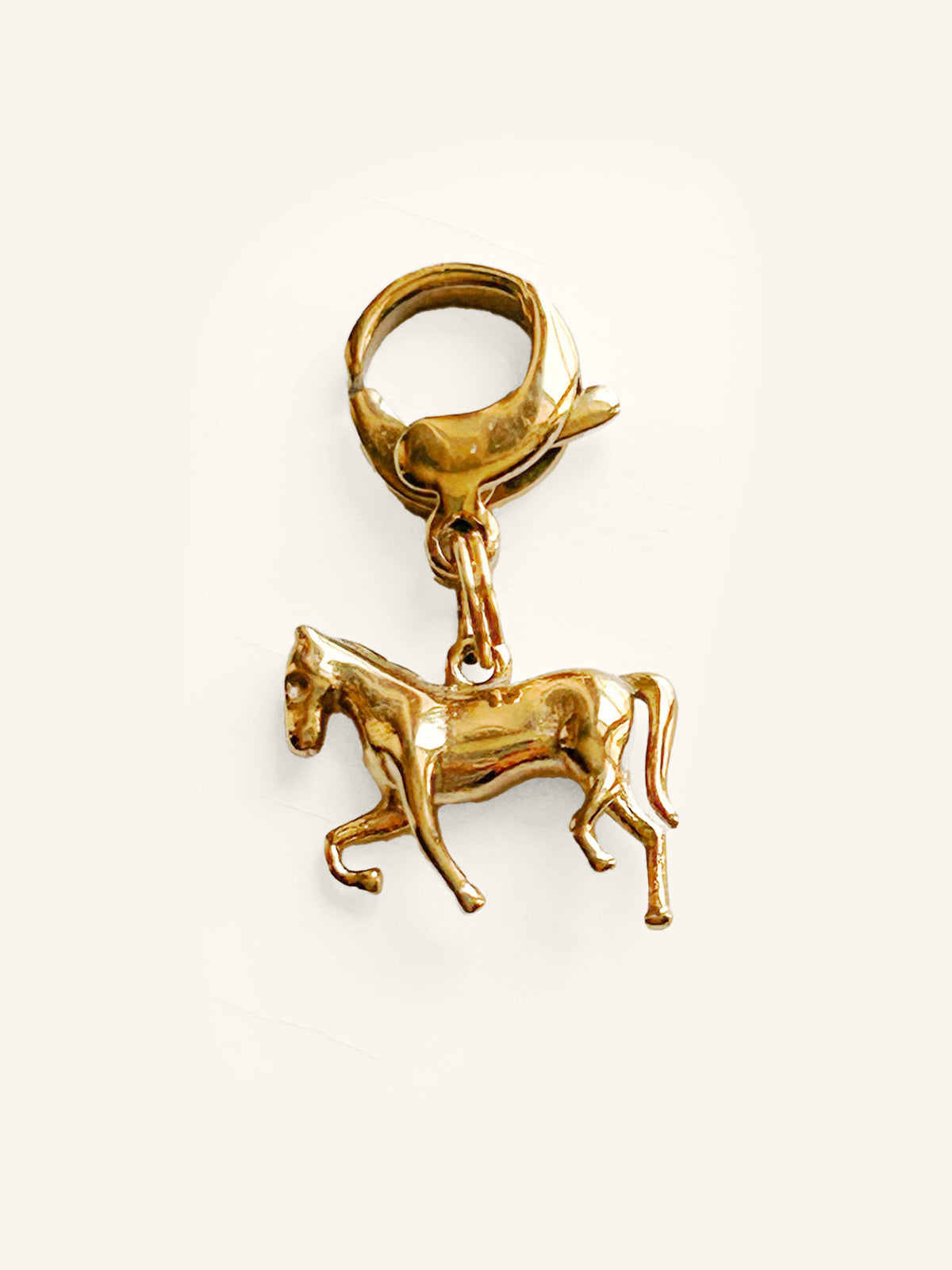 18K gold horse charm with crystal spacer and initial