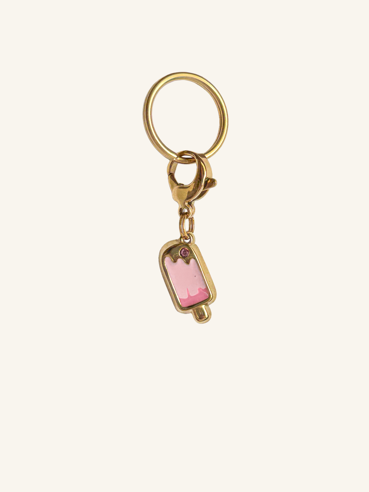 Pink popsicle equestrian charm with gold details for horse bridle