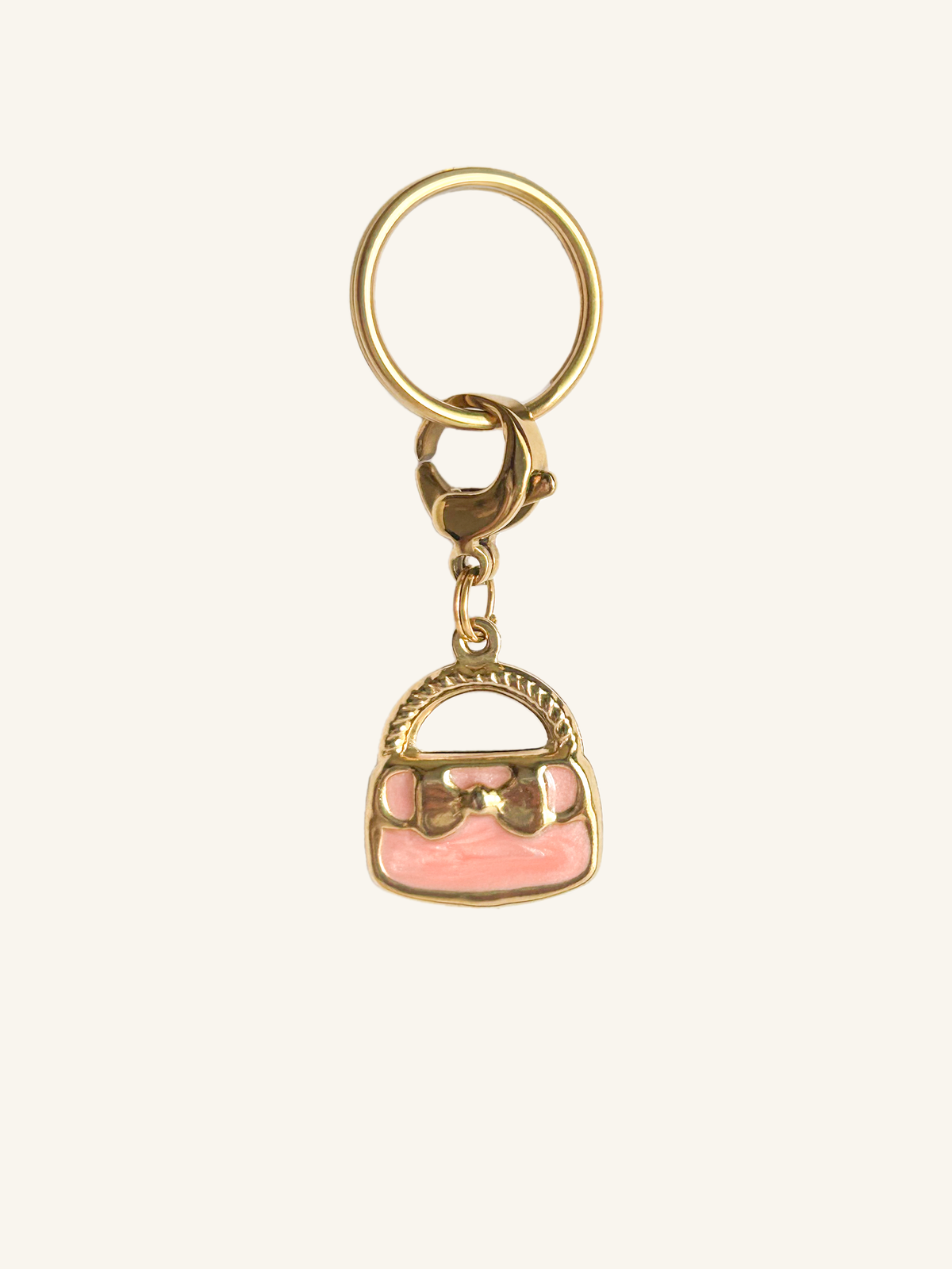 Pink purse gold equestrian charm for bridle and horse accessories