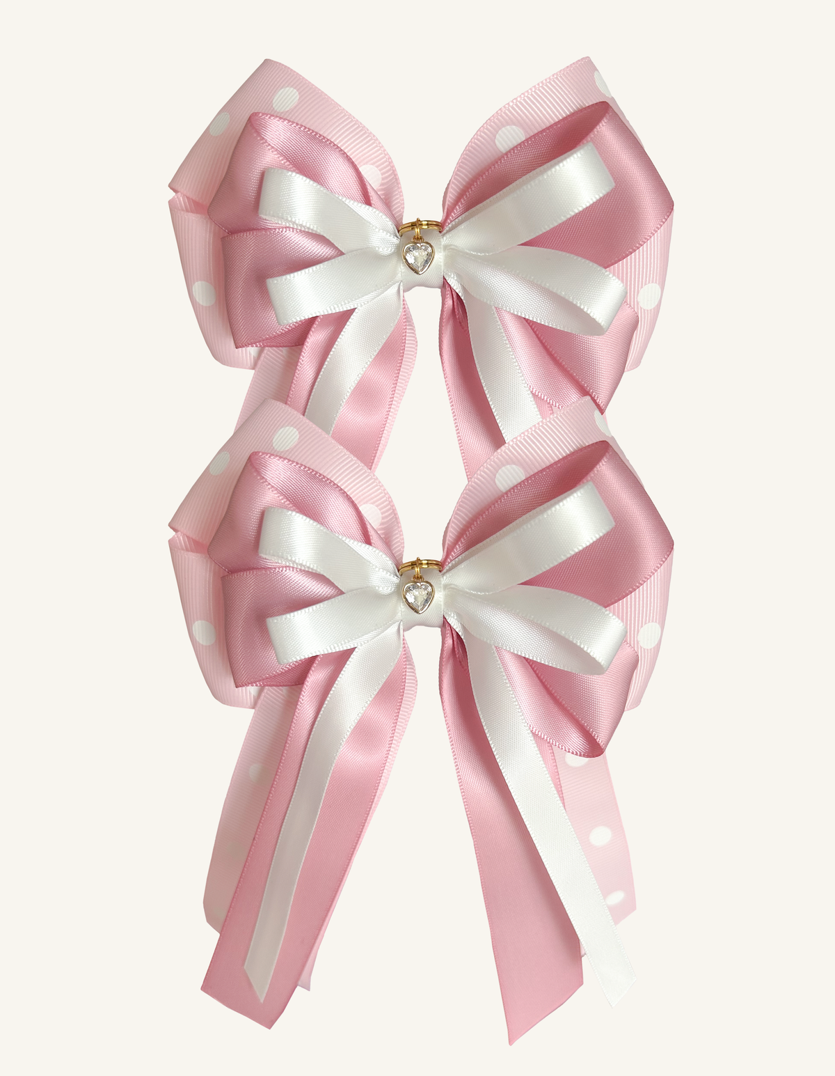 Sweetheart Dots pink equestrian show bows for young riders
