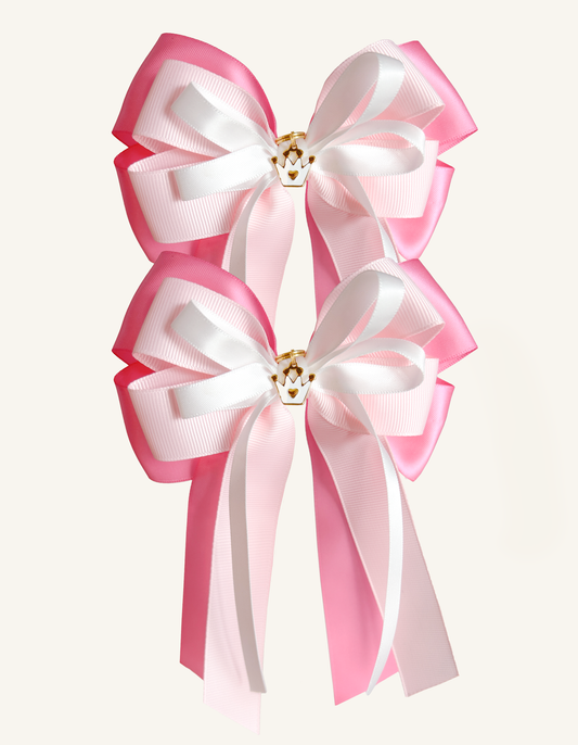 Pink and white equestrian show bows for horse shows – Pretty in Pink by Bows & Charms