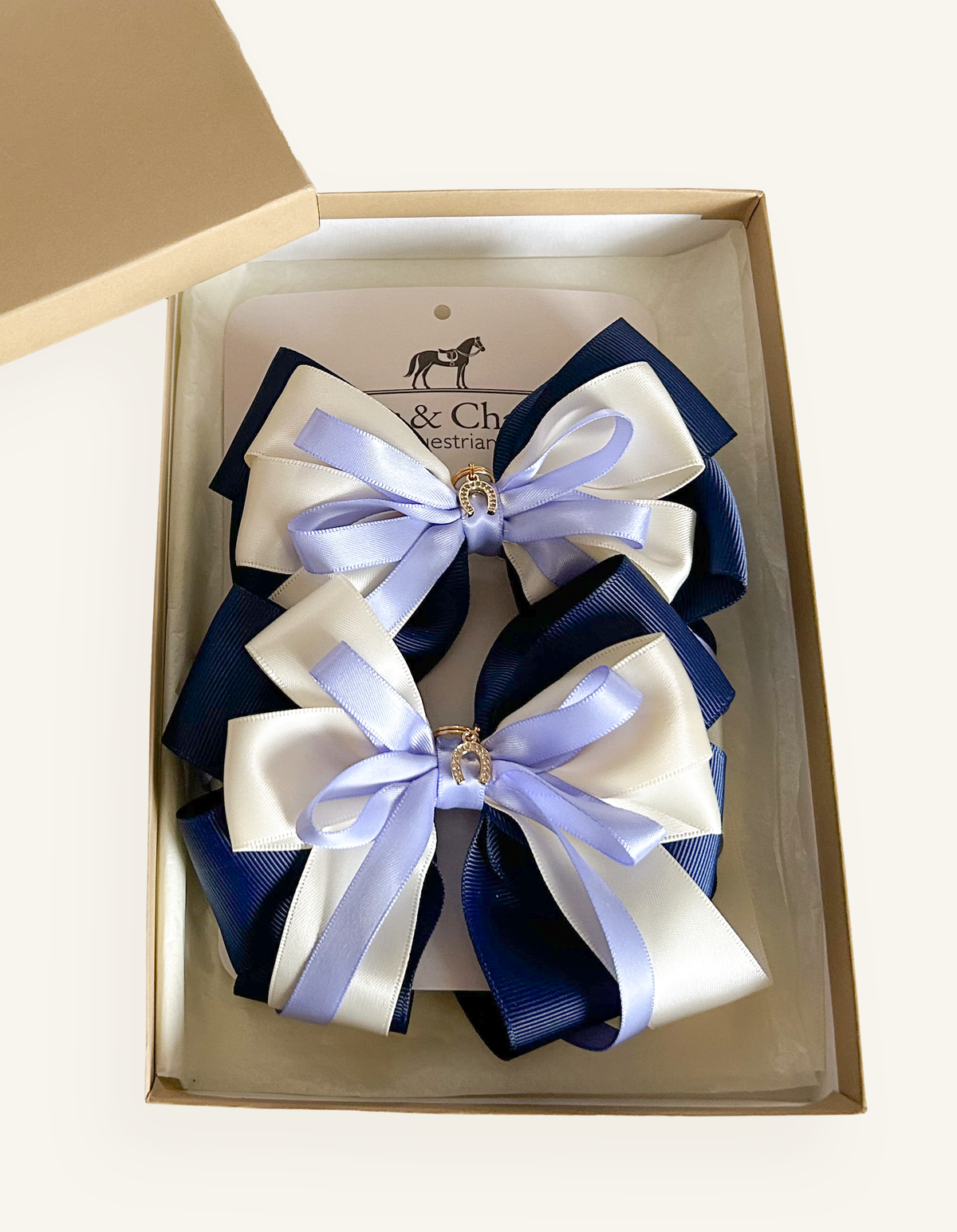 Sapphire Grace equestrian bows for braided hair