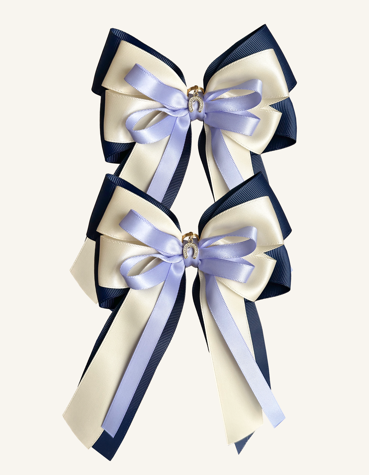 Sapphire Grace blue equestrian show bows for young riders
