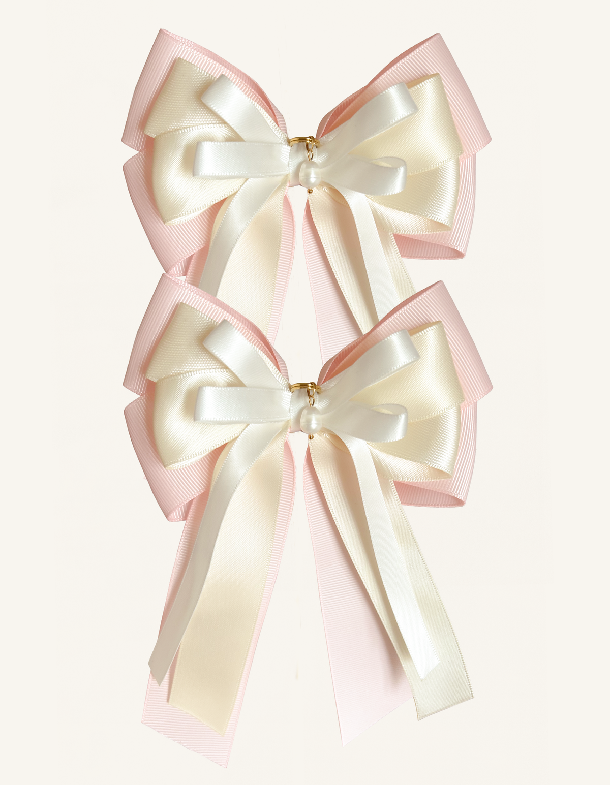 Soft Petal pink equestrian show bows for young riders