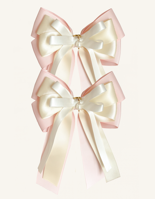 Soft Petal pink equestrian show bows for young riders